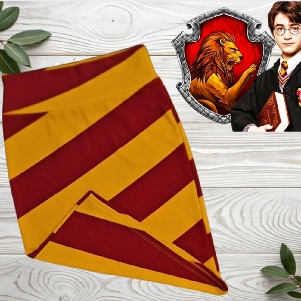 Harry Potter Gryffindor Inspo LuLaRoe Red and Yellow Pencil Skirt